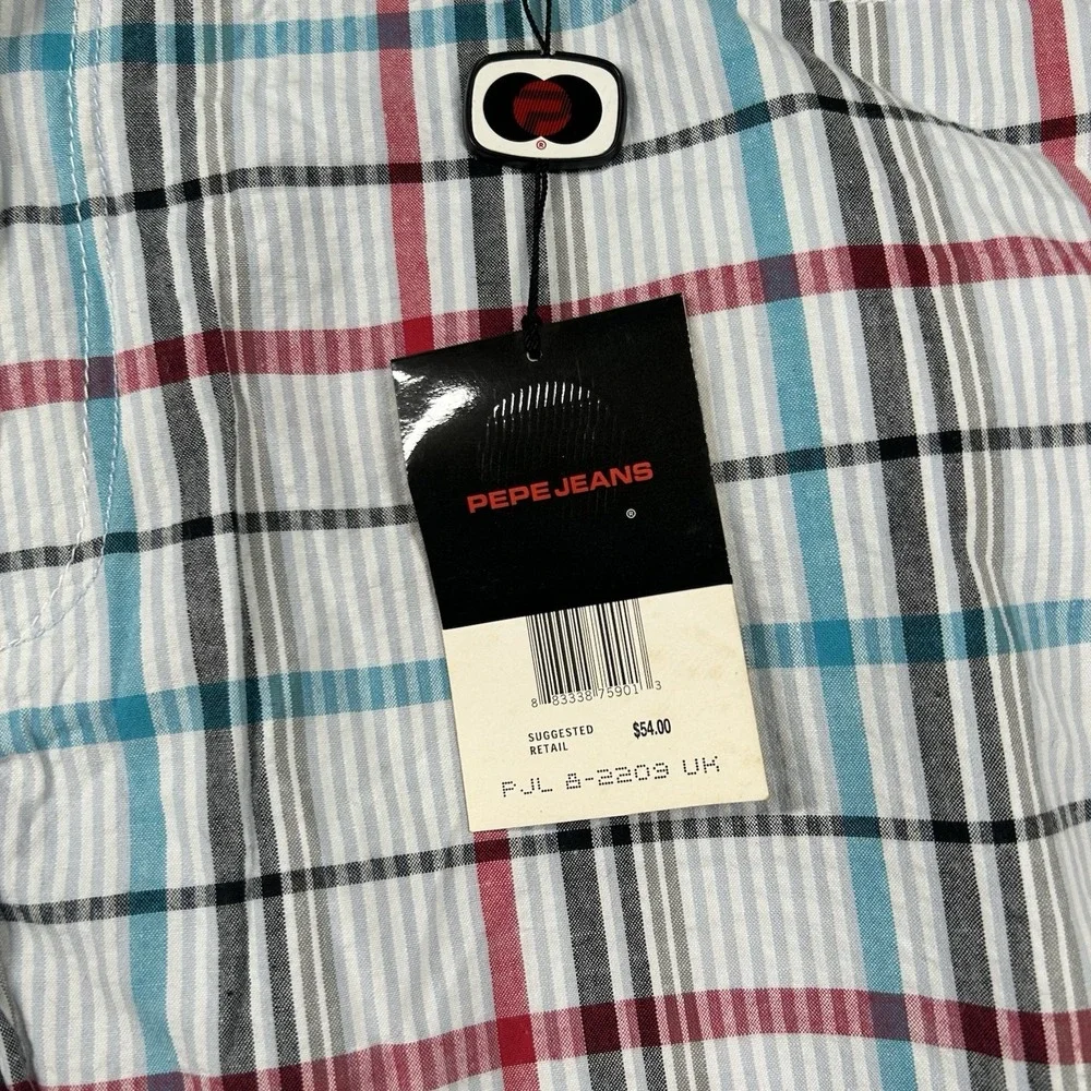 Pepe Jeans London Shorts Mens 42 Seersucker Plaid Hip Hop Street Long Baggy